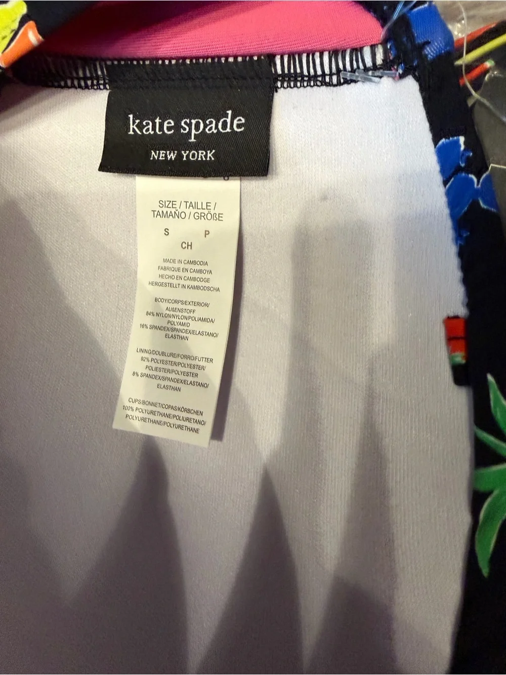 Kate Spade Black Fruit Print Bandeau Bikini Size S ~ NWT